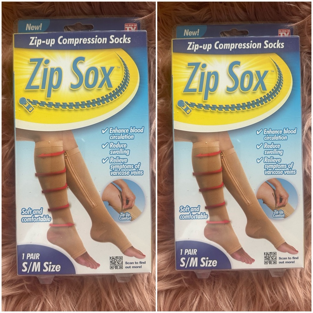 Zip Sox Compression Socks.  (BUNDLE OF 2) Tan Color